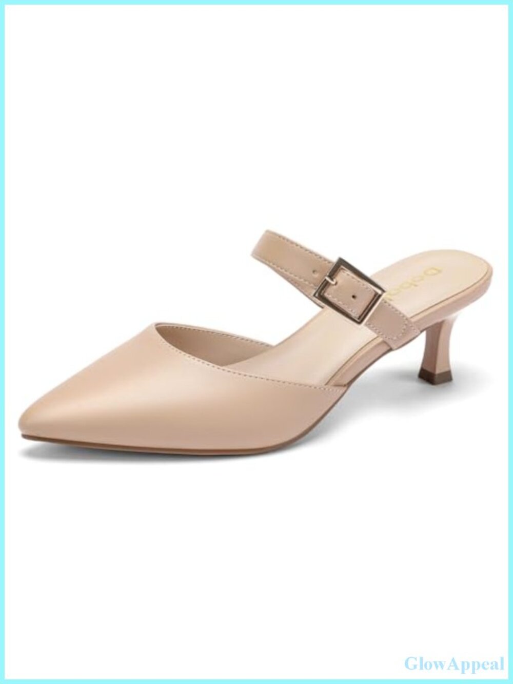 Women's Closed Pointed Toe Kitten Heel Mules Faux Leather Slip On